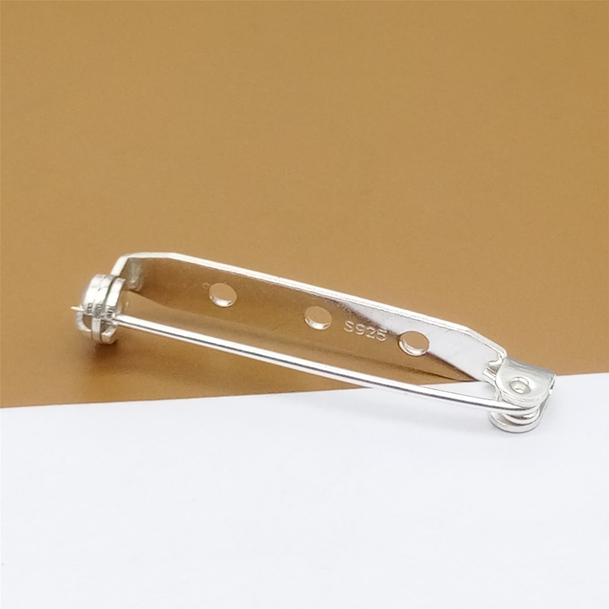 Sterling Silver Brooch Pin Back With 3 Holes 925 Silver Plain Etsy