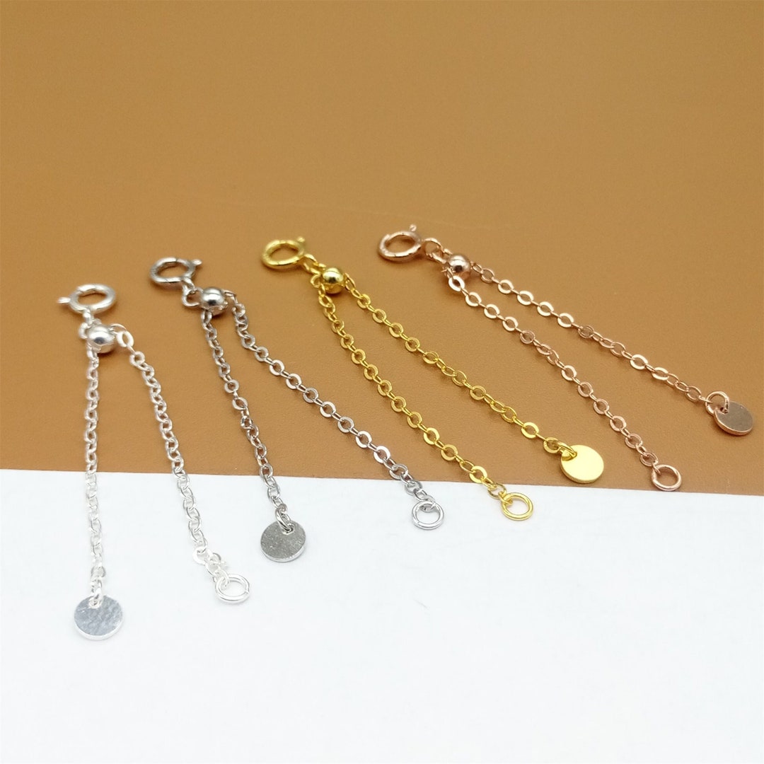 2pcs Gold Plated Cable Extension Chains W/ Silicone Bead Over 925 ...