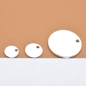 Sterling Silver Disc Charm, 925 Silver Disc Charm, Quality Tag, Plain Blank Disc Tag, Disc Pendant 4mm 5mm 6mm 8mm 10mm 11mm 12mm 18mm 25mm
