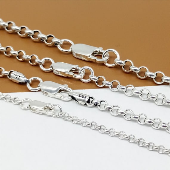 6mm Sterling Silver Rolo Belcher Chain 20 inch Necklace with Lobster Clasp 925 