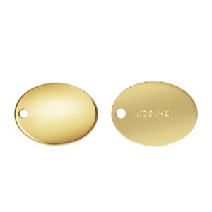 10pcs 14K Gold Filled Oval Quality Tags with Hole, Gold Filled Quality Tags, Oval Extension Chain End, Chain Extender End, Jewelry Finding
