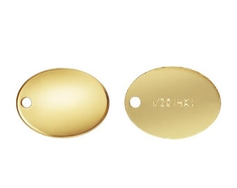 5pcs 14K Gold Filled Oval Quality Tags with Hole, Gold Filled Quality Tags, Oval Extension Chain End, Chain Extender End, Jewelry Finding