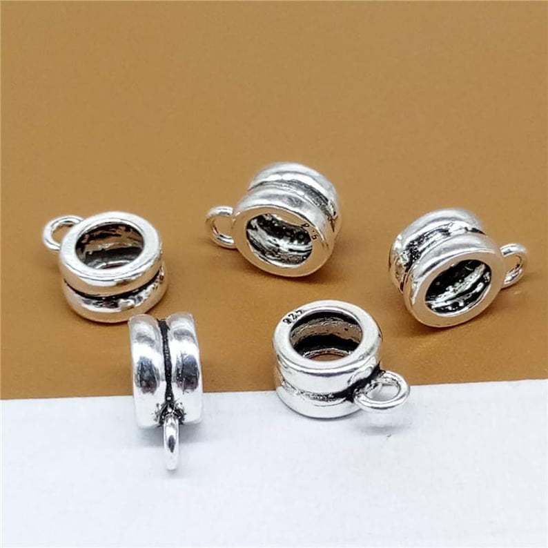 8 Sterling Silver Bail Bead Charm Sterling Bracelet Bead Etsy