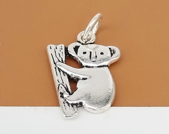 Sterling Silver Koala Charm, 925 Silver Koala Bear Charm, Animal Charm, Wildlife Charm, Forest Charm, Bracelet Charm, Necklace Charm