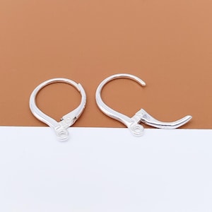 Pendientes colgantes de plata de ley con cierre de palanca, pendientes de plata 925 con cierre de palanca y anilla abierta, cierre de palanca brillante, componentes para pendientes.