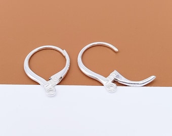 Sterling Silver Drop Leverback Earring, 925 Silver Earring Leverback w/ Open Jump Ring, Shiny Ear Lever Back, Earring Components