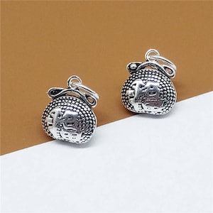 5 Sterling Silver Lucky Charms, Sterling Lucky Charm, Good Luck Charm, Sterling Fortune Charm, Sterling Fu Charm, Chinese Character