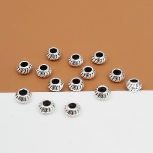 20 Sterling Silver Gear Beads, 925 Silver UFO Bead, Small Corrugated Bead, Bulk Oxidized Spacer Bead, Bracelet Bead, Necklace Bead 4mm