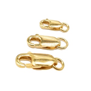 Gold Plated Lobster Clasps on 925 Sterling Silver, Sterling Silver Rectangle Trigger Lobster Clasps, 925 Silver Lobster Claw Clasps