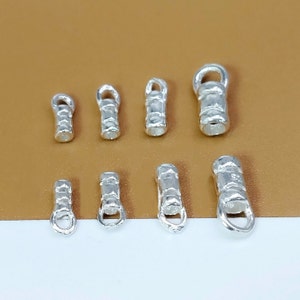 Sterling Silver End Cap, 925 Silver Crimp End Cap, Leather Cord End for Bracelet Necklace, Fit Cord Size 1mm, 1.2mm, 1.6mm, 2.2mm image 1