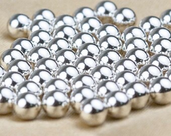 3mm, 4mm, 5mm & 6mm .925 Round Sterling Silver Beads, No Seam, Small Hole,  Beautiful Sterling Silver Beads for Jewelry Making (4mm Round .925 Sterling