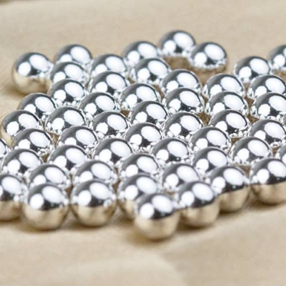 100 x 6mm Large Hole Seamless Smooth Spacer Beads Sterling Silver Plated  Metal Beads (Hole-2.5mm) CF87-6