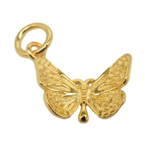 14K Gold Vermeil Style Butterfly Charm, 14K Gold Plated over 925 Sterling Silver Butterfly Charm for Bracelet Necklace Earring