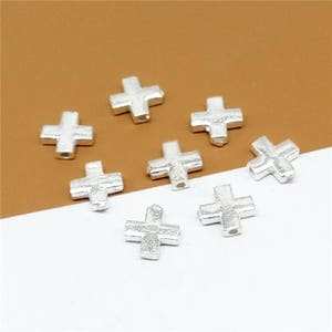 10 Sterling Silver Cross Beads, Tiny Cross Bead, 925 Silver Cross Bead, Jesus Cross Bead, Bracelet Bead, Necklace Bead