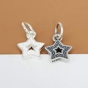 8 Sterling Silver Star Charms 2-Sided, 925 Silver Star Charm, Small Star Pendant, Pentagram Charm, Sky Charm, Bracelet Charm, Necklace Charm