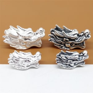 999 Fine Silver Dragon Bead 3D, Sterling Silver Dragon Bead, Fine Silver Dragon Head Bead, The Bead Weight Is Light