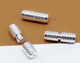 2 Sterling Silver Screw Clasps, Barrel Screw Clasps, 925 Sterling Silver Clasps, Column Screw Clasps, 4x11mm, Hole 1mm