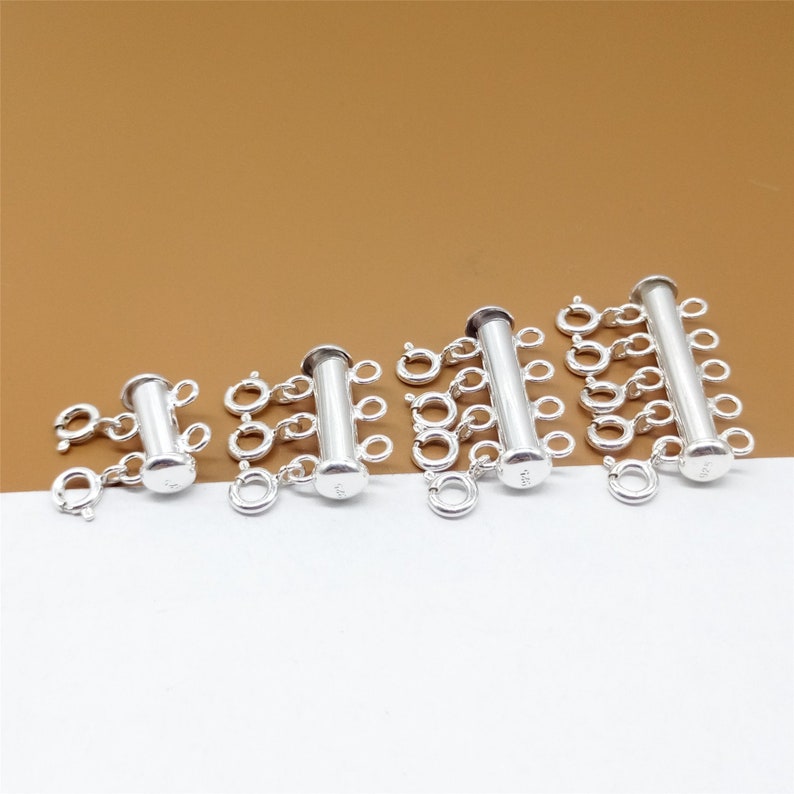 925 Sterling Silver Layered Detangler Clasp 2 3 4 5 6 7 8 Strands, Layering Necklace Clasps, Detangler Spacer Tube Clasp, Bar Clasp image 4