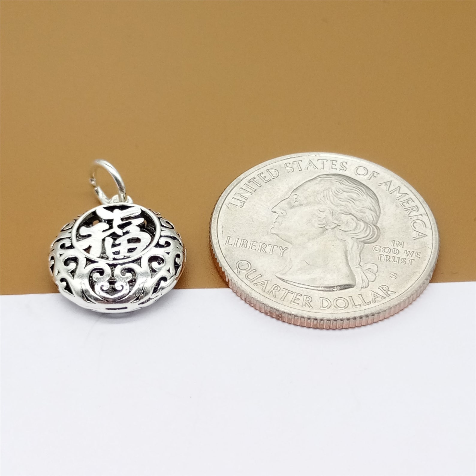 3 Sterling Silver Good Fortune Charms 2Sided 925 Silver Etsy