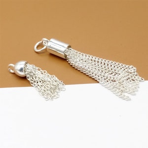2 Sterling Silver Chain Tassel Charms, 925 Silver Tassel Charms, Small Tassel Pendant, Chain Charm, Bracelet Charm, Necklace Charm