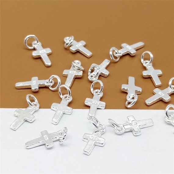 15 Sterling Silver Tiny Cross Charms, Cross, 925 Silver Cross Charms, Jesus Cross for Bracelet Necklace