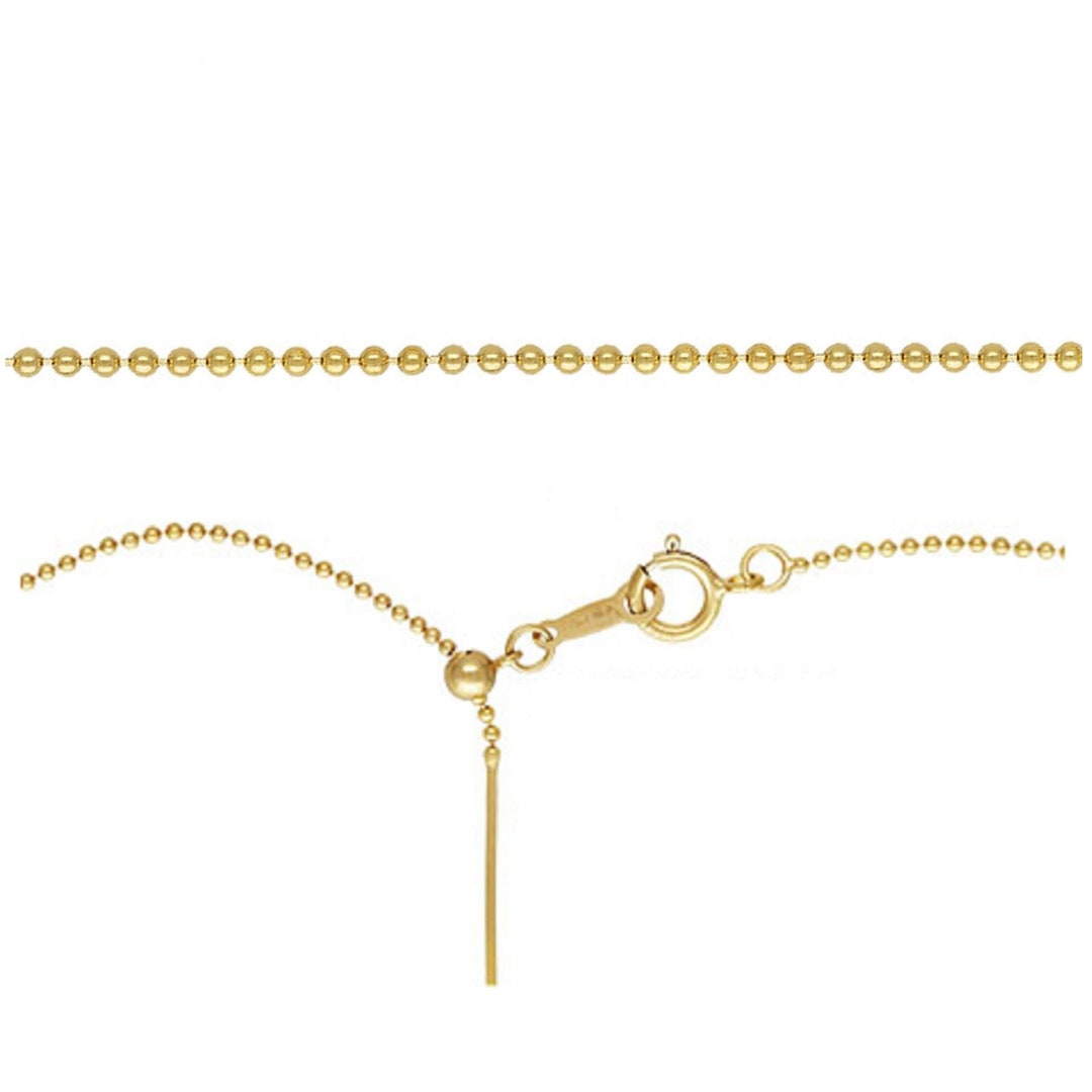 14K Gold Filled Bead Chain Necklace With Pin End, Adjustable Bead Chain