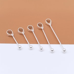 2 Sterling Silver Screw Pinch Bails with Ball End for Pearl, 925 Silver Pinch Bails, Threaded Ball Bails, Screw Eye Pin, Charm Pinch Bail