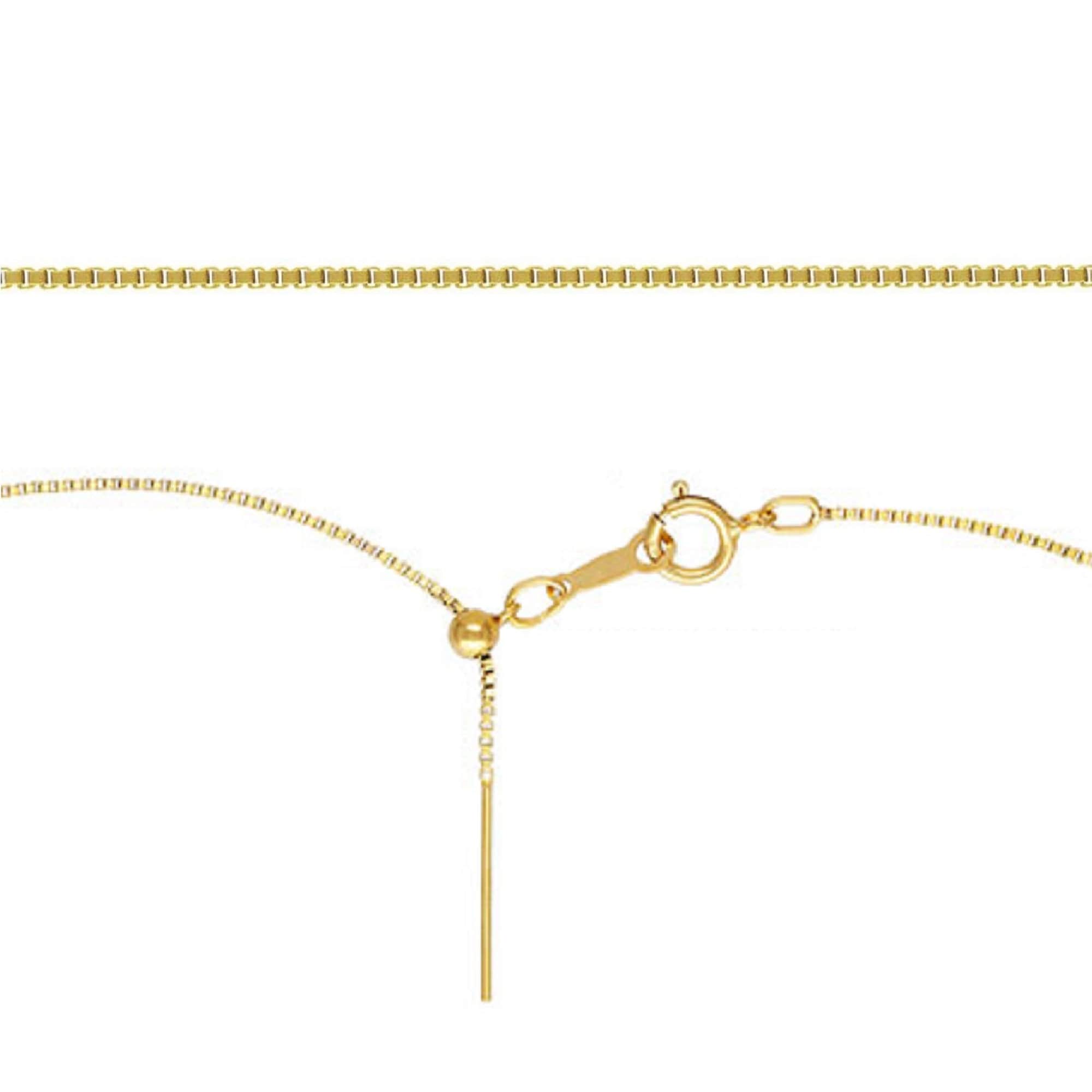 14K Gold Filled Box Chain Necklace with Pin End 0.85mm, Box Beading Chain w/ 3mm Silicone Slide Bead, Adjustable Necklace Chain 18.5''