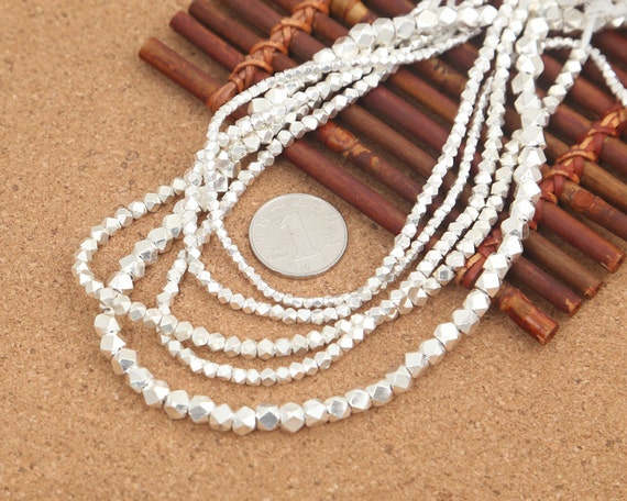 Thai Karen Hill Tribe Silver Faceted Beads Hexagon Beads Higher