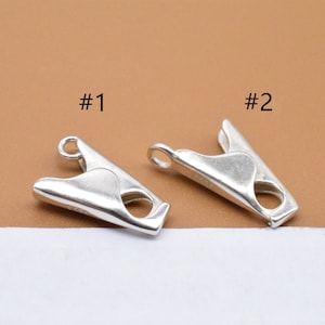 Sterling Silber Clip Klappverschluss, 925 Silber Federklemmverschluss, Clip-Verschluss, glänzender Verschluss, Armbandverschluss, Halskettenverschluss