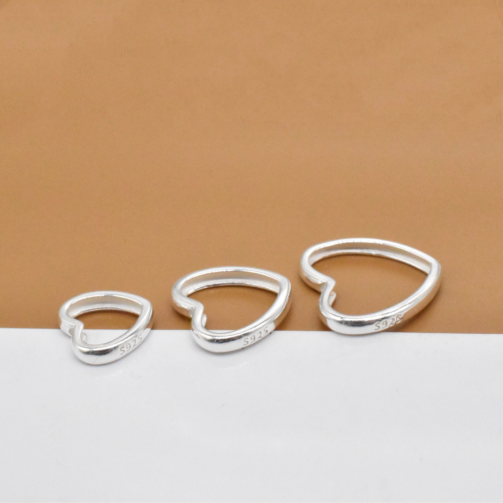 8 Sterling Silver Heart Bead Frames 925 Silver Bead Frames Etsy