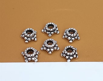 20 Sterling Silver Pentagram Bead Caps, 925 Silver Star Bead Cap, Flower Bead Cap, Blossom Cap, Bead Spacer, Spacer Bead Cap 6mm