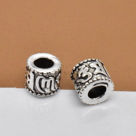 15 Sterling Silver Om Beads 925 Silver Om Beads Om Mani Padme