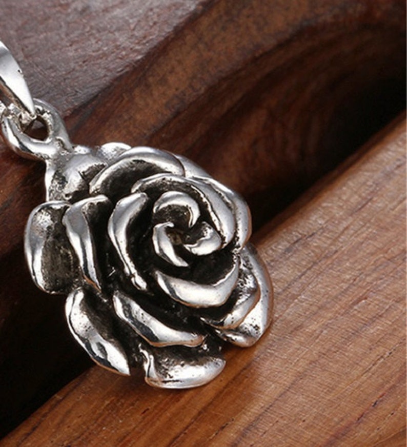925 Silver Flower Pendant for Necklace 6.8 grams Floral Flower Pendant SP491 Sterling Silver Rose Charm