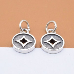 8 Sterling Silver Coin Charms 2-Sided, 925 Silver Coin Charm, Chinese Coin Charm, Round Coin Charm, Bracelet Charm, Necklace Charm 8mm
