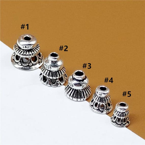 10 Sterling Silver Bead Caps Bulk Bead Caps 925 Silver Beads Etsy