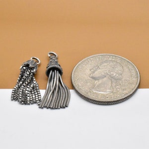 Sterling Silver Tassel Charm, 925 Silver Chain Tassel Charm, Flower Tassel Charm, Tassel Pendant, Tassel Necklace Charm, Tassel Jewelry image 2
