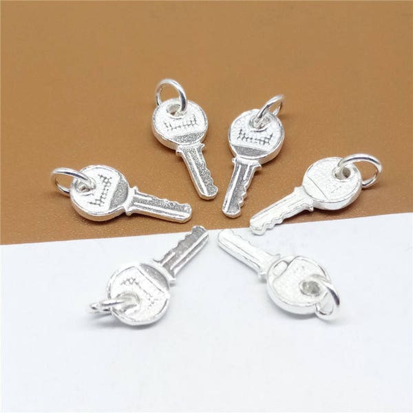 5 Sterling Silber Schlüssel Charm, 925 Silber Schlüssel Charm, Schlüssel Charm für Halskette Armband Ohrring, 925 Silber Schlüssel Charm