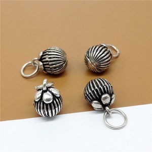 2 Sterling Silver Bell Charms, Jingle Bells, 925 Silver Bell Charms for Bracelet Necklace