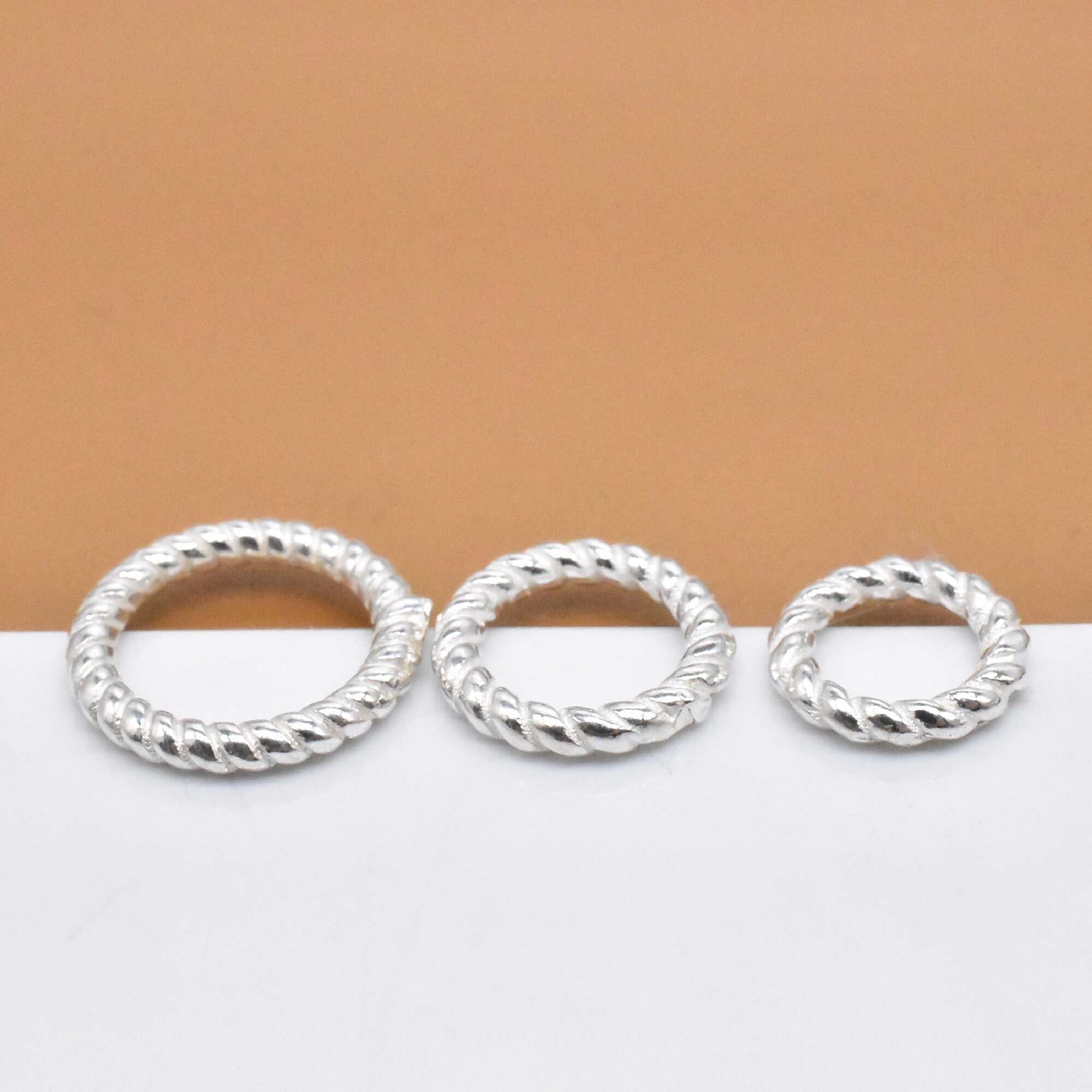 5 Sterling Silver Coiled Closed Jump Rings, 925 Silver Round Jump Rings ...