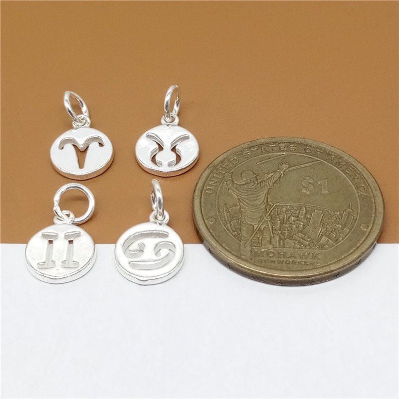 4 Sterling Silver Zodiac Charms 925 Silver Aries Taurus Etsy