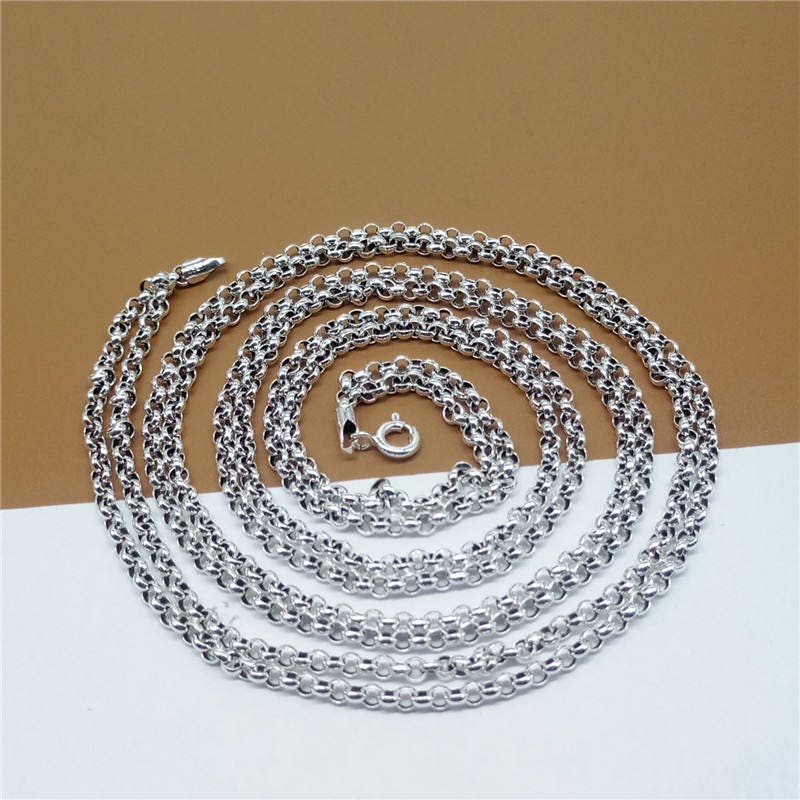 Sterling Silver Double Rolo Chain Double Belcher Chain 925 Etsy