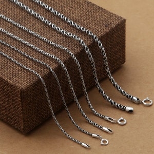 Catena a corda intrecciata in argento Sterling, catena Bali intrecciata, collana a catena a corda intrecciata in argento 925, catena a corda di grano da 1,5 mm, 2 mm, 3 mm, 18, 20, 22, 24