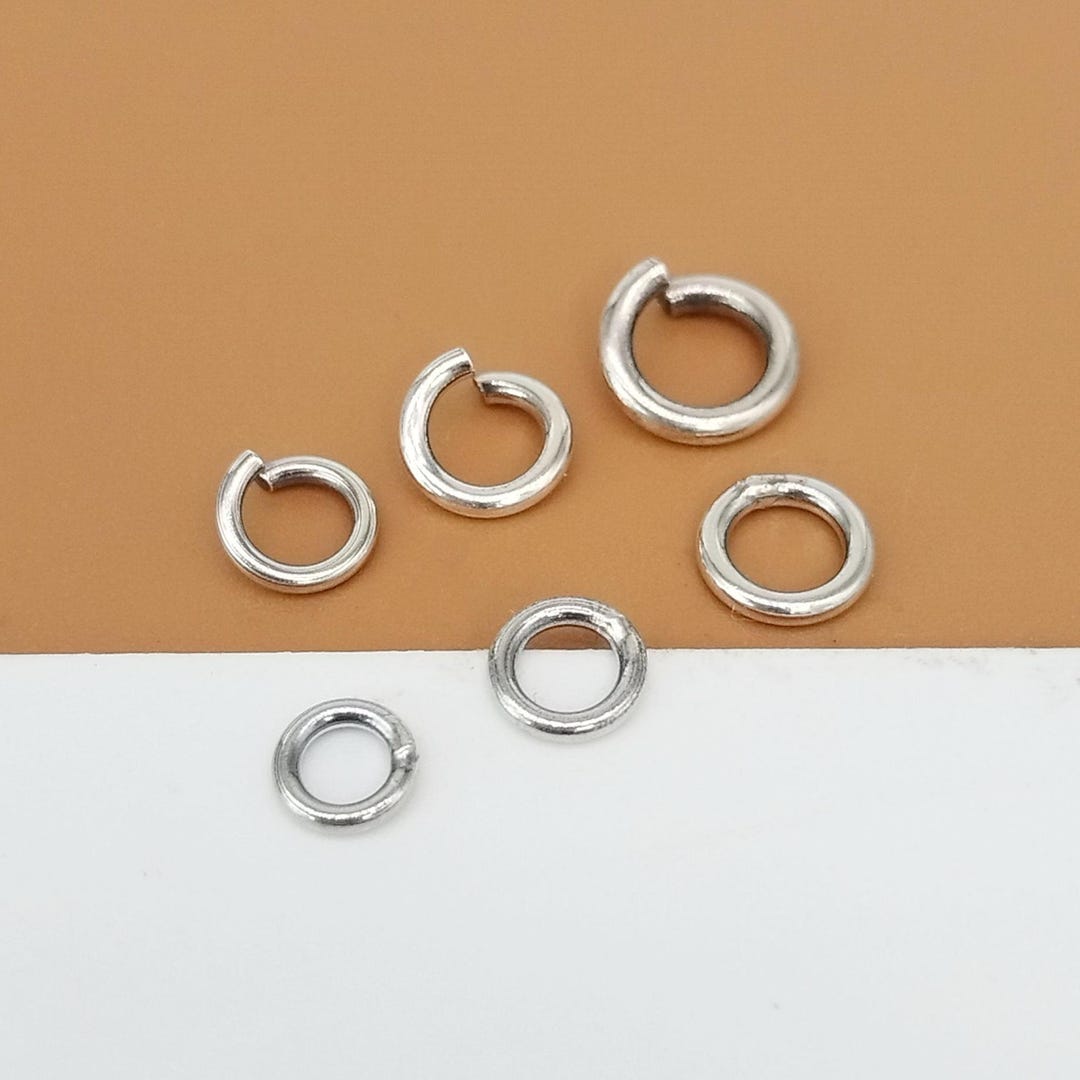 Round Jump Rings Sterling Silver OXIDIZED Open or Closed Jump Rings, 925 Silver Round ...