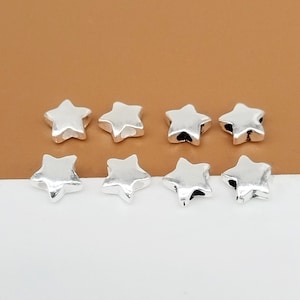 20 Cuentas de Estrella Pequeñas de Plata de Ley, Cuentas de Pentagrama de Plata 925, Cuentas de Pulsera, Cuentas Espaciadoras de Estrella, Cuentas de Collar de Estrella de 5 mm