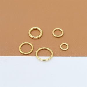 20 stängda hoppringar i sterlingsilver, förgyllda, runda ringar, lödda hoppringar i guld, 3 mm, 4 mm, 5 mm, 6 m