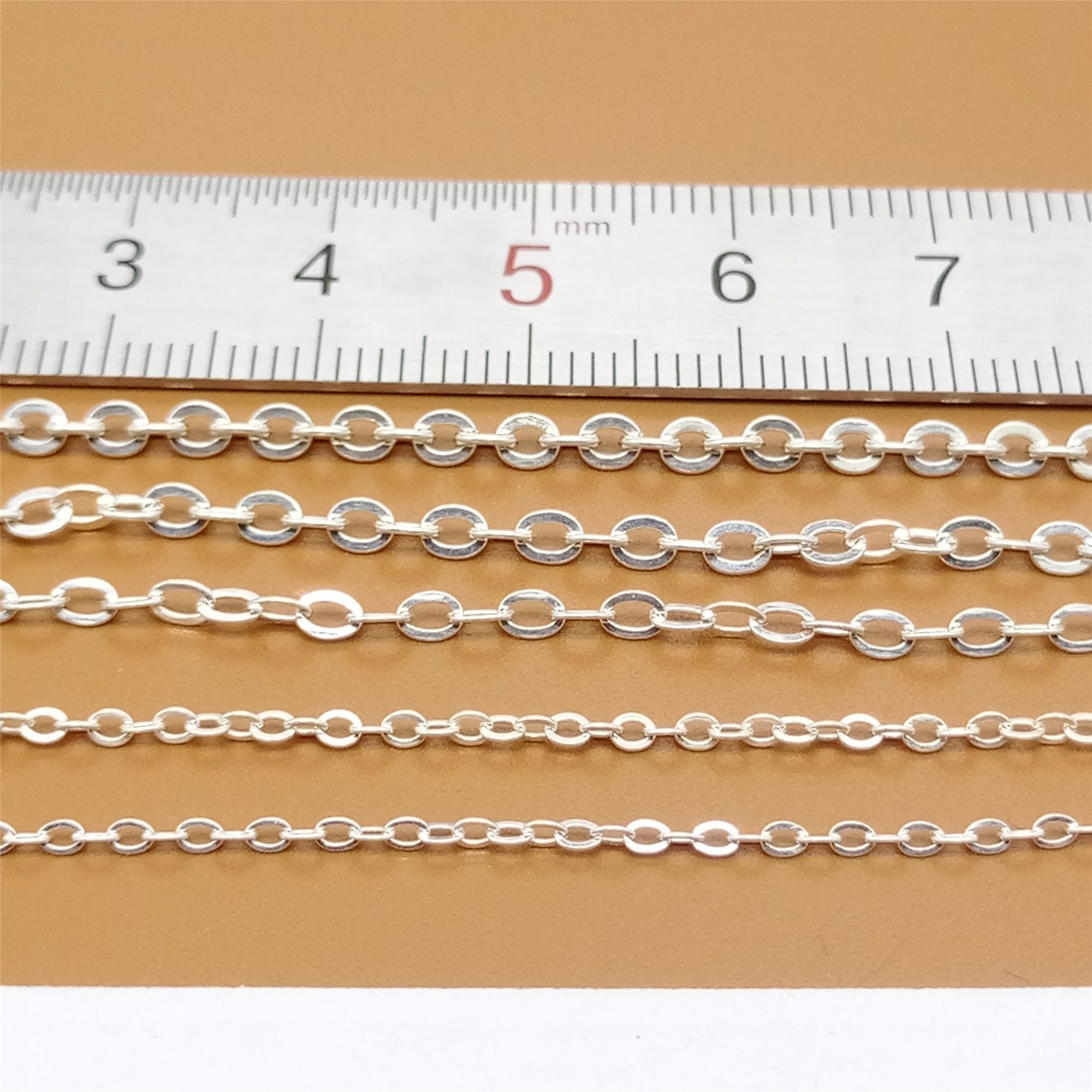 Sterling Silver Flat Cable Chain Bulk Hammered Cable Chain Etsy Australia