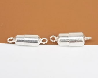Sterling Silver Magnetic Clasps, 925 Silver Magnet Clasp Connector, Rhodium Plated Magnet Jewelry, Bracelet Clasp, Necklace Clasp