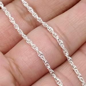 Sterling Silver Open Rope Chain, 925 Silver Unfinished Open Rope Chain, Unfinished Chain Footage 1.6mm 100cm 3.28ft