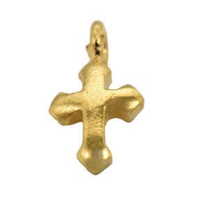 14K Gold Vermeil Stil KLEINER Kreuz Anhänger, Karen Hill Tribe Silber Kreuz Anhänger mit schwerem 14K vergoldetem, höherem Silber als Sterlingsilber